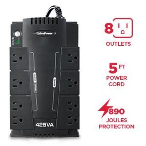 Cyberpower 8 Outlet 625va/375w Cp625hga Battery Backup